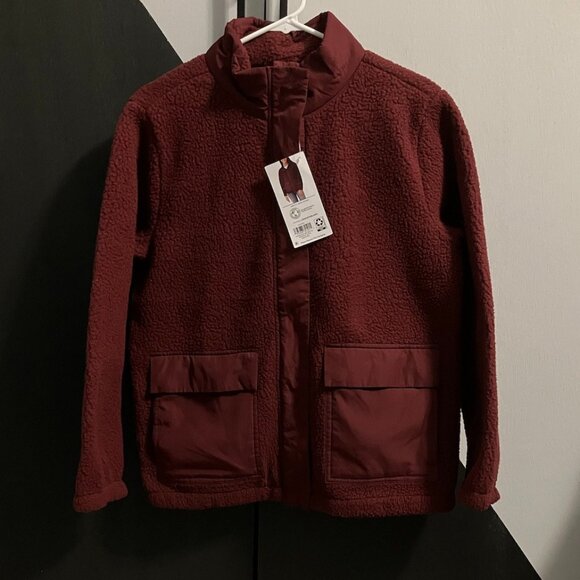 NWT Member's Mark Burgundy Sherpa Jacket Women's Size S - Picture 1 of 12